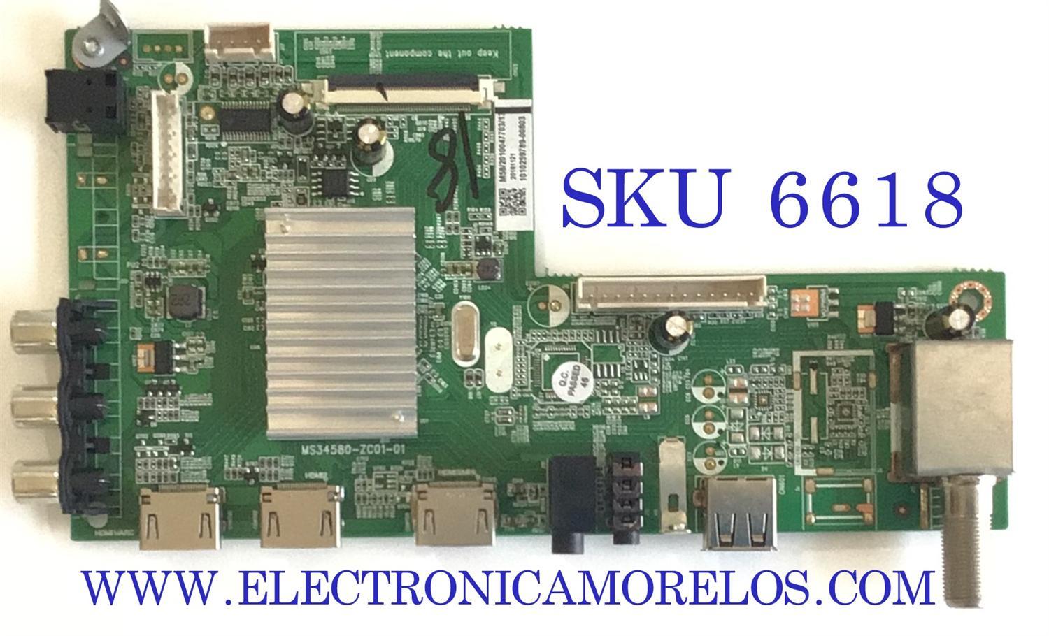 MAIN PARA TV WESTINGHOUSE / NUMERO DE PARTE 1010259789 / MS34580-ZC01-01 / 20181121 / M58/2010047703/13 / MODELO WR58UX4019